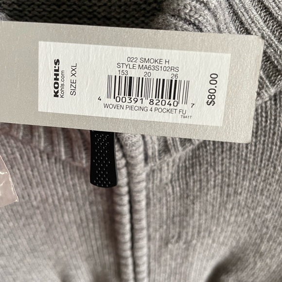 NWT Apt. 9 Men’s Size XXL Smoke Gray Woven Piercing 4-Pocket Sweater Jacket - Picture 9 of 13